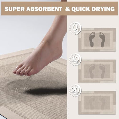 YDKGL Non Slip Bath Mat Long Ultra Thin Bathroom Rugs Runner Fit Under Door - color: A- Beige, size: 17" x 59" (Rectangular)