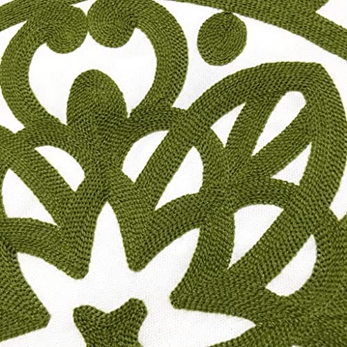 Alysheer Boho Embroidered Throw Pillow Cover 18"x18" Set of 2, Olive Green - color: Olive Green, size: 18" x 18" (Pack of 2)