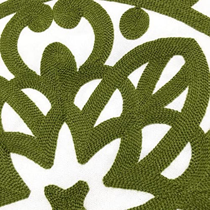 Alysheer Boho Embroidered Throw Pillow Cover 18"x18" Set of 2, Olive Green - color: Olive Green, size: 18" x 18" (Pack of 2)