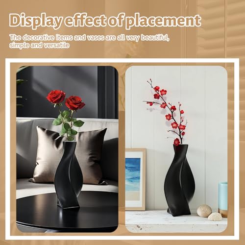 Black Ceramic Vase with Matte Finish – Stylish Watertight Decorative Vase for Fresh or Dried Flowers, Ideal for Home Décor, Table Centerpieces, Weddings, Dining Room, Living Room, or Office