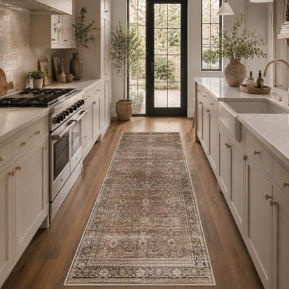 Schweek 3x7 Hallway Runner Rugs Washable Non Slip Kitchen Runners Brown - color: Brown, size: 3' x 7' (Runner)