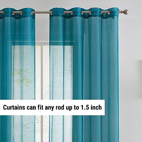 HLC.ME Semi Sheer Grommet Curtains, 2 Panels, 54x84 Inch, Aqua Blue Teal - color: Aqua Blue (Teal), size: 54"W x 84"L (Pack of 2)