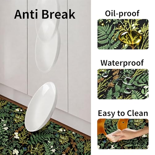 Kitchen Rugs for Floor 2 Pcs Memory Foam Padded Anti Fatigue Kitchen Mat - color: Forest