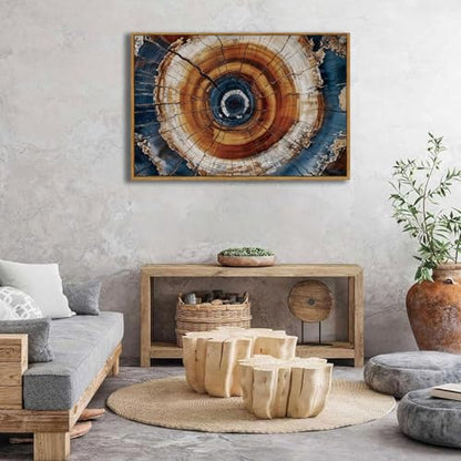 BingruiArt Faux Wood Tree Ring 05 Canvas Wall Art 24x36 Framed - color: Tree Ring - 05, size: 36"L x 24"W