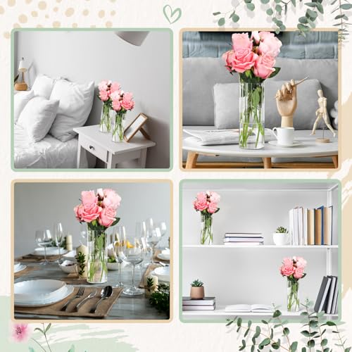 12 Pcs Glass Cylinder Vases for Centerpieces, 8 Inch