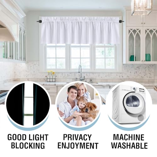 H.VERSAILTEX 2 Panels White Valance for Windows, Natural Blackout Curtains Valances for Small Windows/Living Room/Bedroom/Bathroom Rod Pocket 52" W x 18" L, Greyish White，2 Packs - color: Greyish White