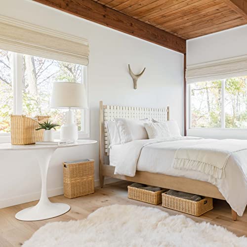 The Basket Lady Underbed Wicker Storage Basket, M, Sandstone - color: Sandstone, size: Medium