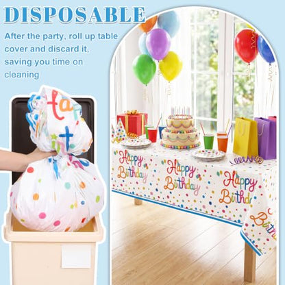 3 Pack Plastic Birthday Tablecloth, 54 x 108 Inch Birthday Decorations - color: Birthday