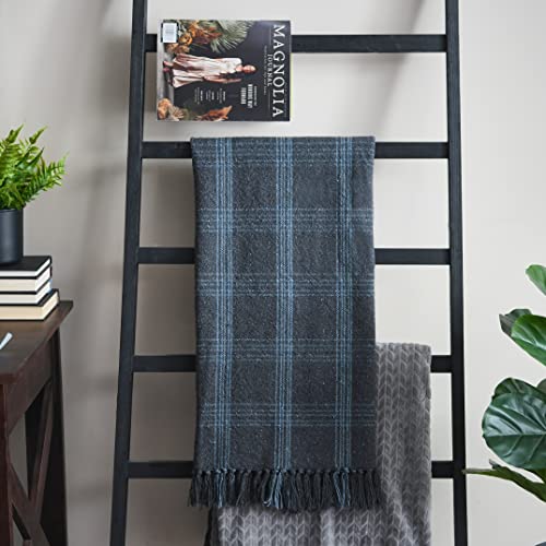 Creative Co-Op Recycled Cotton Blend Throw Blanket with Fringe, Grey Plaid (Pack of 4) - color: Grey, size: One Size (Pack of 4)