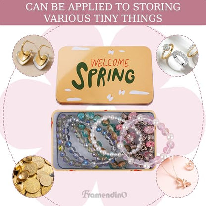 Framendino, 5 Pack Mini Tinplate Tin Boxes Floral Trinket Jewelry Coin Containers for Jewelry Storage Case - color: Flower 1