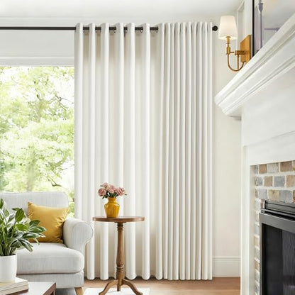 Ivory Cream Grommet Linen Semi Sheer Privacy Curtains 86 Inches Long Drapes - color: Natural, size: 52"W x 86"L (Pack of 2)