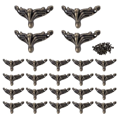 24Pcs Antique Brass Box Legs Feet Corner Protectors with Screws - size: StyleA