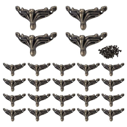 24Pcs Antique Brass Box Legs Feet Corner Protectors with Screws - size: StyleA