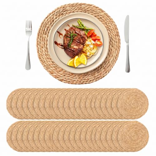 13.8'' Round Woven Placemats Set of 40, Boho Wicker Chargers, Terrekraft - size: Set of 40