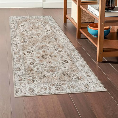 Washable Hallway Runner Rug 2x5: Non Slip Runner Rugs with Rubber Backing - color: Beige, size: 2' x 5' (Rectangular)