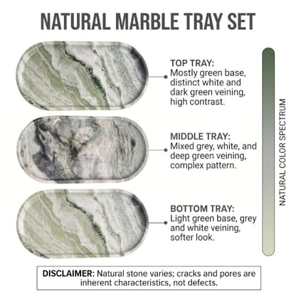 YKAJO Shangri-la Green Oval Marble Tray, 11.8x5.9 Vanity Perfume Organizer - color: Shangri-la Green, size: 11.8" x 5.9" x 0.6"