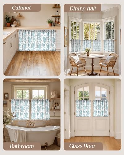 Miss Adola 24 Inch Length Kitchen Tier Curtains, Blue Farmhouse - color: Blue Farmhouse, size: 28"W x 24"L (Pack of 2)