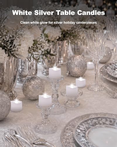 Homemory 24-Pack Flameless Tea Lights Candles Battery Operated, 200+ Hours - color: Cool White Glow – White Body, size: Pack of 24