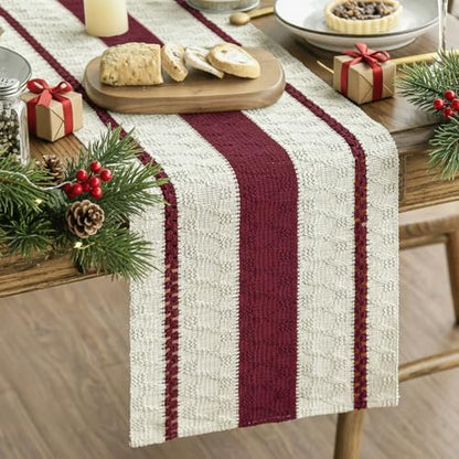 Artoid Mode Red Rustic Woven Table Runner 12x48 Inch - color: Red, size: 12" x 48", Table Runner