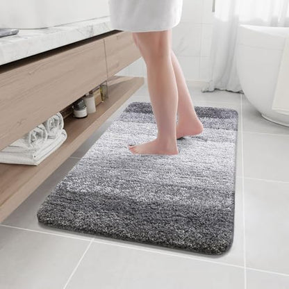 Arotive Microfiber Bathroom Rugs, Shaggy Soft Absorbent Bath Rug, 40x24 - color: Grey, size: 40" X 24"