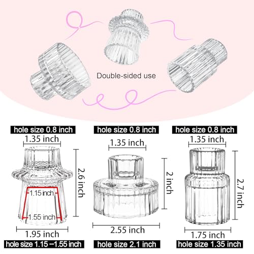 Glass Candlestick Holders, Taper Candle Holders, Set of 3, Clear - color: Clear, size: 3 PCS