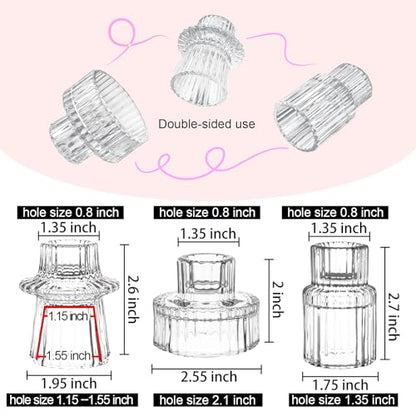 Glass Candlestick Holders, Taper Candle Holders, Set of 3, Clear - color: Clear, size: 3 PCS