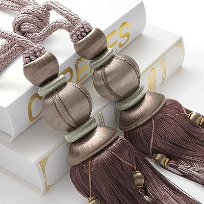 Paired Lantern Single Hanging Ball Tassels Curtains Buckle Sling Binding Lantern Tiebacks Handcrafted Braided Buckle Drapery Curtain Holdbacks Window Treatments for Home 2 Pack - color: Brown, size: 11.81 inches