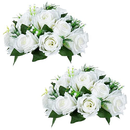 NUPTIO White Flower Centerpieces for Wedding Tables, Artificial Flower Ball - color: White, size: 2 Pcs