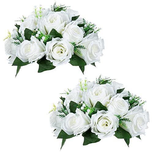 NUPTIO White Flower Centerpieces for Wedding Tables, Artificial Flower Ball - color: White, size: 2 Pcs