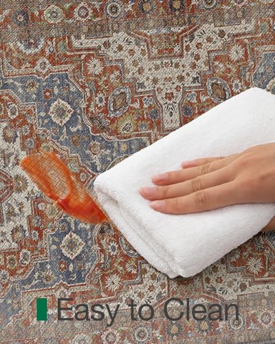 LUMI Kitchen Floor Mat Cushioned Anti Fatigue Runner Rug, 24"x59" - color: Rust Red & Blue, size: 59"L x 24"W x 0.4"Th