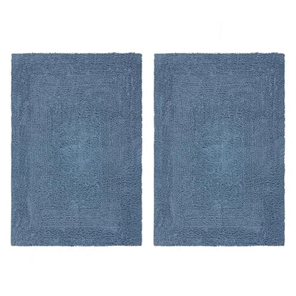 COTTON CRAFT Bath Rugs - 2 Pack Large 20x30 Plush Bath Mats - Azure Blue - color: Azure Blue, size: 20x30 Inches