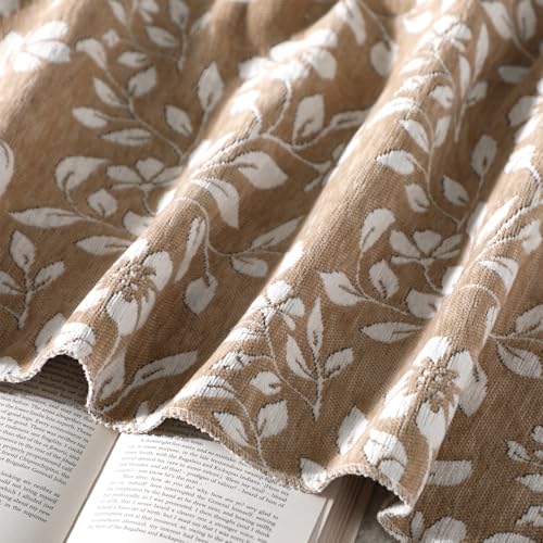 Hahafelt Brown Flower Chenille Throw Blanket 50x60 Soft Couch - color: Brown, style: Flower