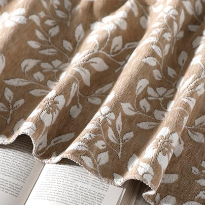 Hahafelt Brown Flower Chenille Throw Blanket 50x60 Soft Couch - color: Brown, style: Flower