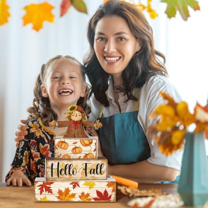 4 Pcs Hello Fall Decoration for Home Scarecrow Pumpkin Table Centerpiece - style: Cute Scarecrow