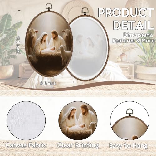 FLAWAFLOMA Jesus Birth Christmas Oval Canvas Wall Art Decor 8.6x11.4 Inch - color: Christmas-24