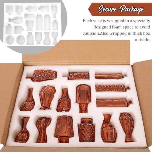 Set of 36 Glass Bud Vases Small Flower Vases for Centerpieces (Dark Amber) - color: Dark Amber