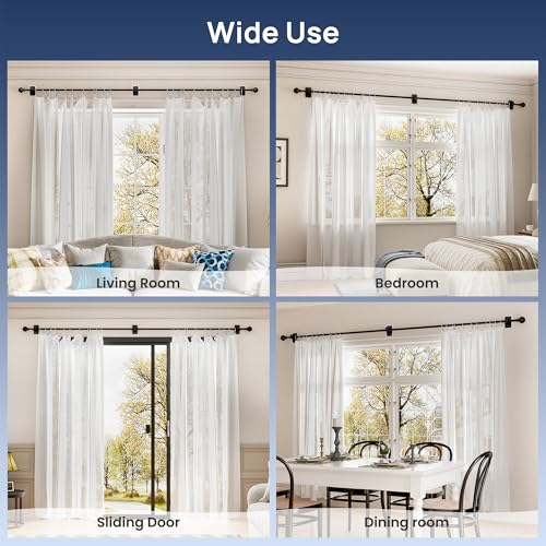 ENJOYBASICS Curtain Rods No Drilling for Renter, 28-84" Adjustable, Black - color: Black, size: 27-90"