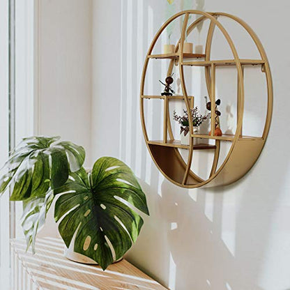 Round Wall Shelf,Decorative Circle Floating Shelves - color: Gold