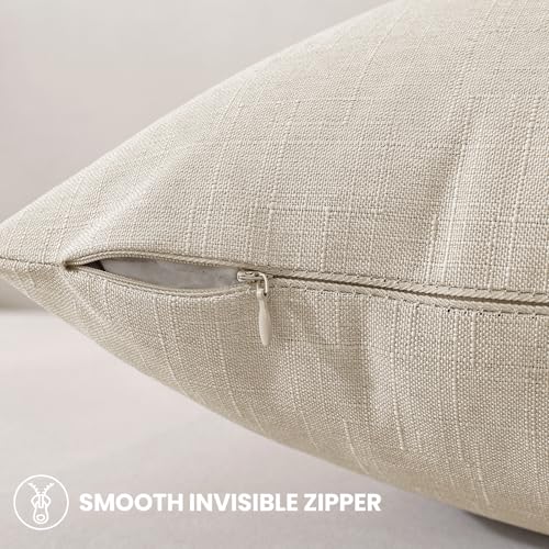 SYSLOON Linen Throw Pillow Covers Set of 2,22x22 Pillow Covers,Beige - color: Beige, size: 22" x 22" (Pack of 2)