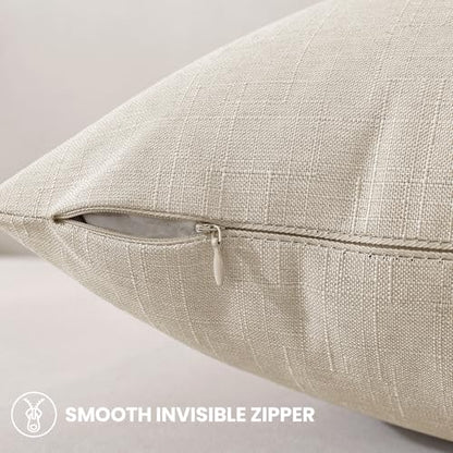 SYSLOON Linen Throw Pillow Covers Set of 2,22x22 Pillow Covers,Beige - color: Beige, size: 22" x 22" (Pack of 2)