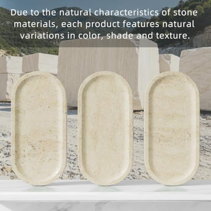 Decorative Trays with Natural Patterns,9.8x4.7x0.7in,Travertine - color: Travertine
