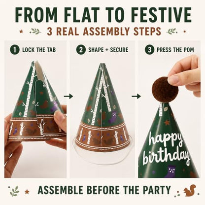Vesil Mini Party Hats for Kids, 12 DIY Paper Birthday Hats, 5.1 x 3.5 in - color: Diy Green
