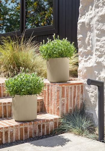Veradek Demi Series Planter - Large Round Outdoor Planter - color: Sand, size: 12 inch - 2 Pack