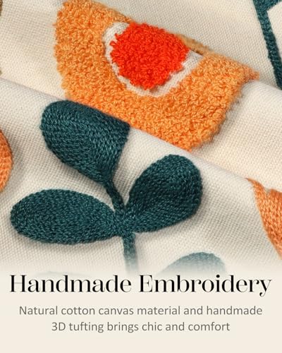 Embroidered Throw Pillow Cover, 18x18 Inch, Botanical - color: Plants, size: 18" x 18" (Pack of 1)
