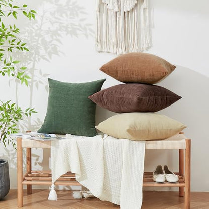 GAWAMAY 4 Pack Apricot Brown 18x18 Chenille Throw Pillow Covers for Couch - color: Apricot Brown, size: 18" x 18" (Pack of 4)