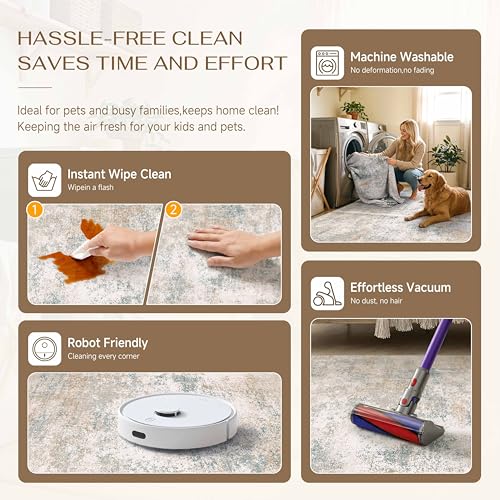 HUGEAR 3x5 Beige Blue Abstract Washable Area Rug for Entryway - color: Beige/Blue, size: 3' x 5' (Rectangular)