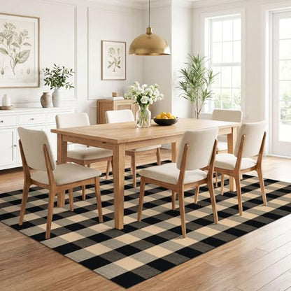 KILOCOCO Buffalo Plaid Checkered Rug 5x7 ft Living Room Rug Brown and Black - color: Brown and Black, size: 5' x 7' (Rectangular)