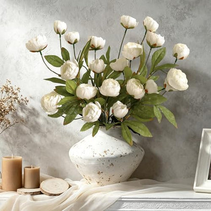 12Pcs Viral Peony Artificial Flowers for Vase - color: White Peonies, size: 12Pcs