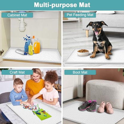 Under Sink Mat for Kitchen Waterproof, Silicone Sink Mat, White, 34" x 22" - color: White, size: 34" x 22"