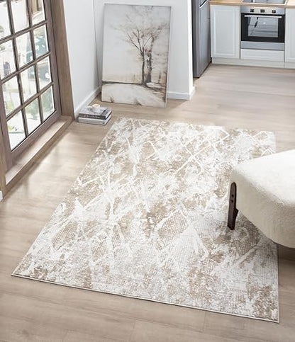 8x10 Beige Modern Geometric Area Rug for Living Room, Bedroom - color: 1003 - Beige, size: 8' x 10' (Rectangular)
